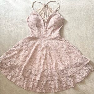 Windsor Lace Dress in Blush Pink